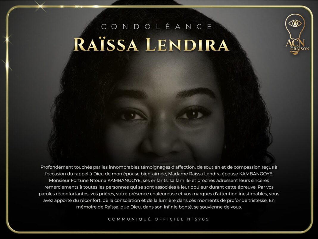 Condolèance Raïssa Lendira Condolèance Raïssa Lendira