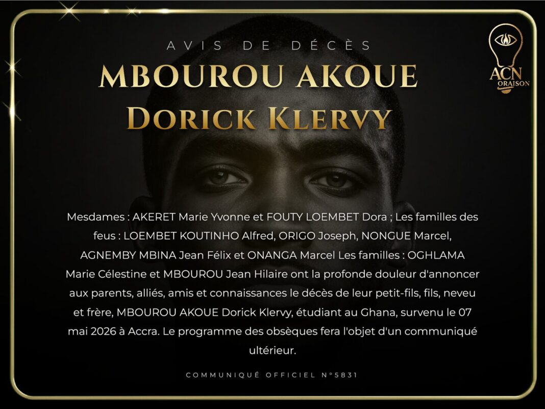 Avis de décès MBOUROU AKOUE Dorick Klervy Avis de décès MBOUROU AKOUE Dorick Klervy