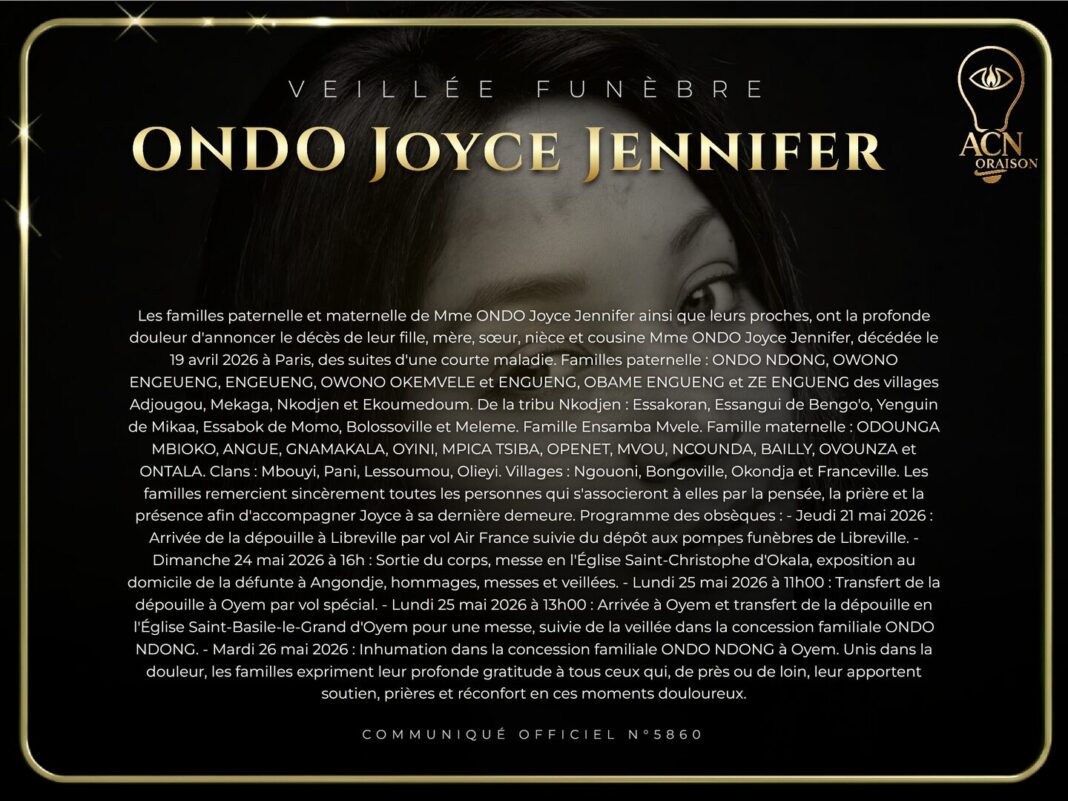 Veillée funèbre ONDO Joyce Jennifer Veillée funèbre ONDO Joyce Jennifer
