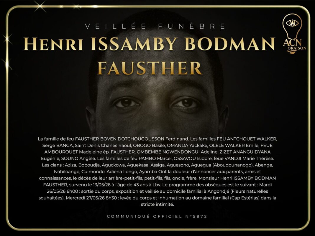 Veillée funèbre Henri ISSAMBY BODMAN FAUSTHER Veillée funèbre Henri ISSAMBY BODMAN FAUSTHER