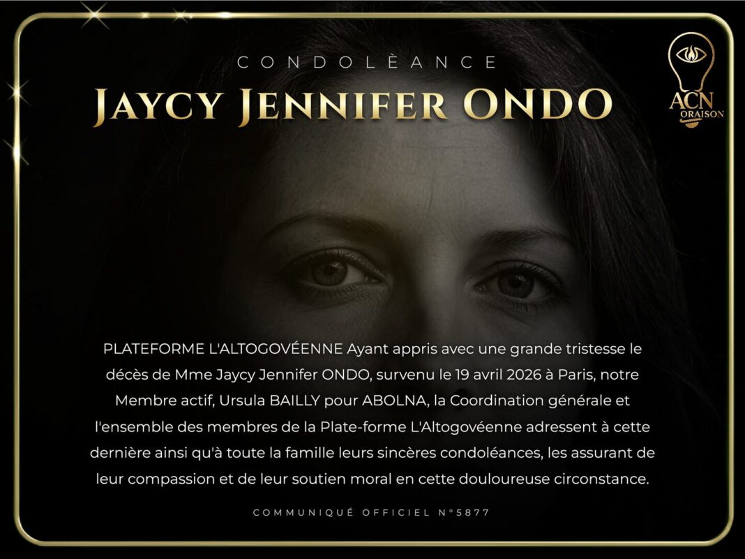 Condolèance Jaycy Jennifer ONDO Condolèance Jaycy Jennifer ONDO
