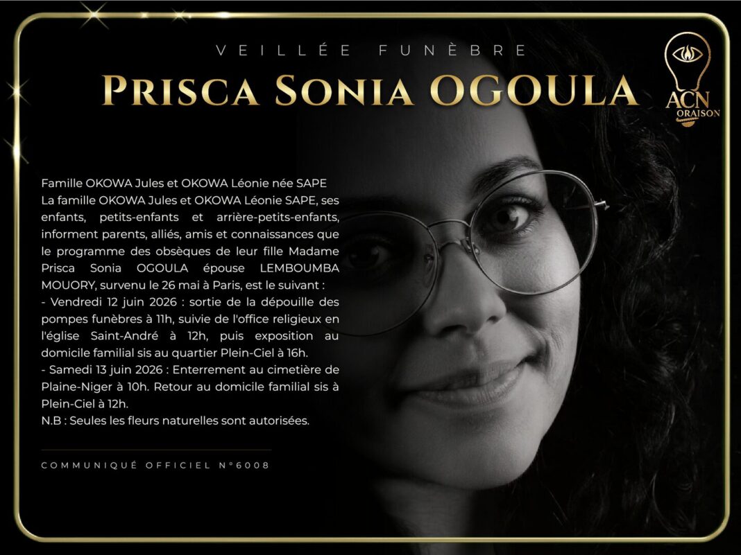 Veillée funèbre Prisca Sonia OGOULA Veillée funèbre Prisca Sonia OGOULA