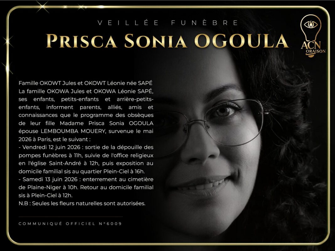 Veillée funèbre Prisca Sonia OGOULA Veillée funèbre Prisca Sonia OGOULA