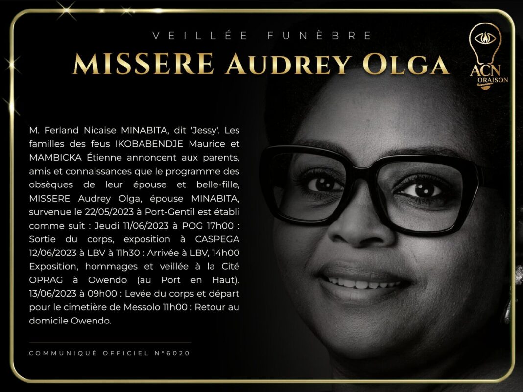 Veillée funèbre MISSERE Audrey Olga Veillée funèbre MISSERE Audrey Olga