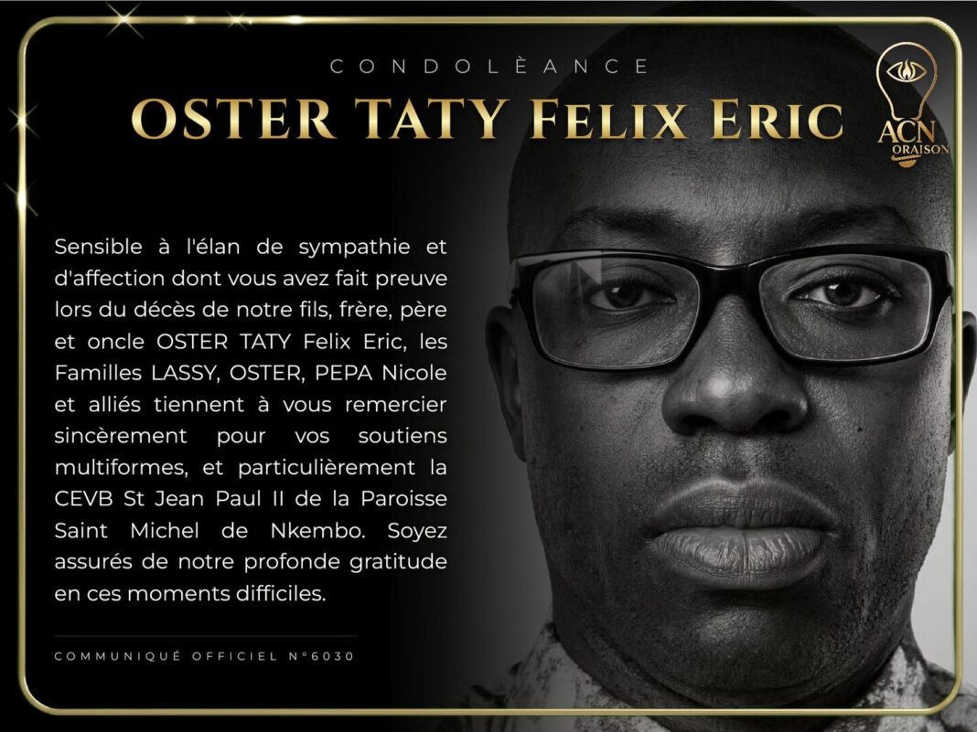Condolèance OSTER TATY Felix Eric Condolèance OSTER TATY Felix Eric
