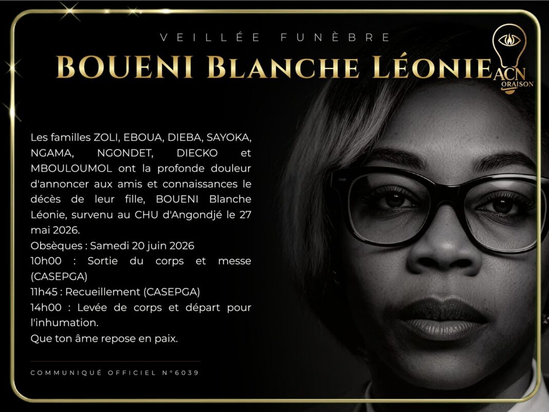 Veillée funèbre BOUENI Blanche Léonie Veillée funèbre BOUENI Blanche Léonie