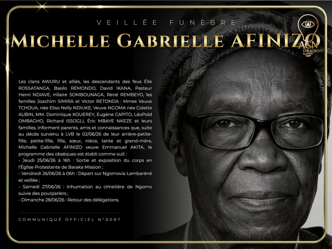 Veillée funèbre Michelle Gabrielle AFINIZO Veillée funèbre Michelle Gabrielle AFINIZO