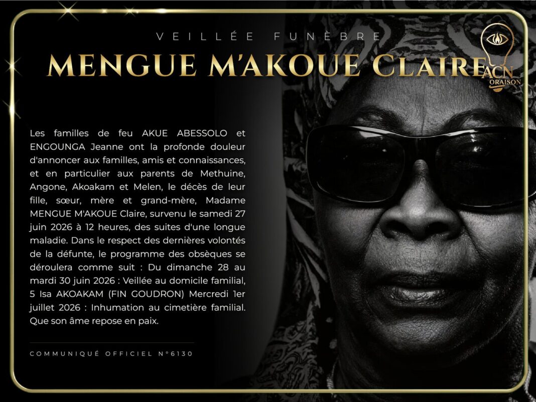 Veillée funèbre MENGUE M’AKOUE Claire Veillée funèbre MENGUE M’AKOUE Claire