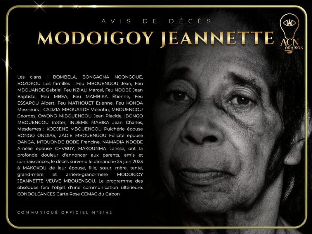 Avis de décès MODOIGOY JEANNETTE Avis de décès MODOIGOY JEANNETTE