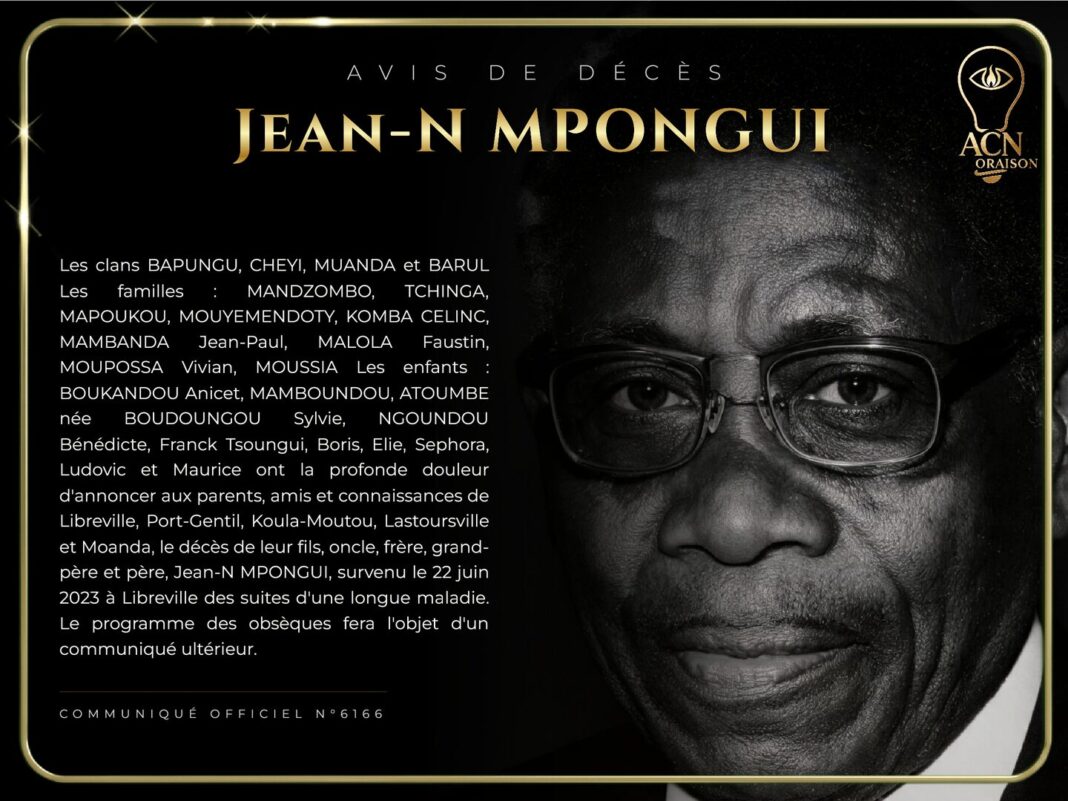 Avis de décès Jean-N MPONGUI Avis de décès Jean-N MPONGUI