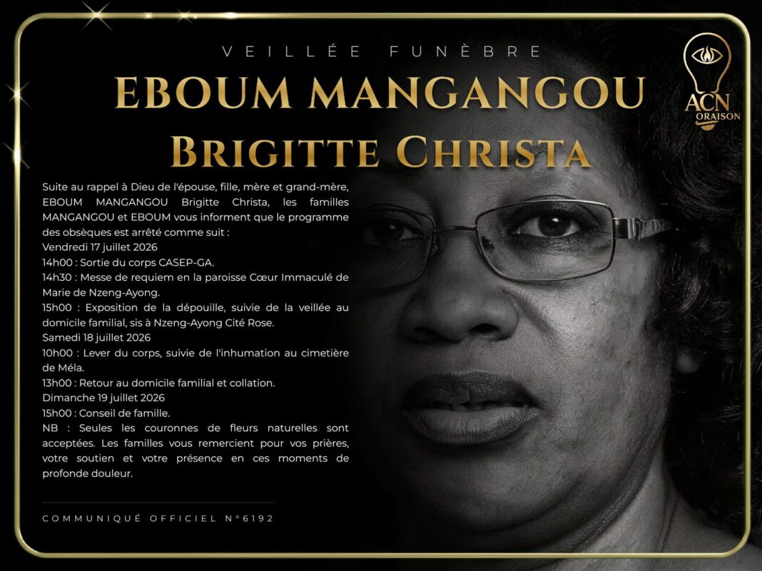 Veillée funèbre EBOUM MANGANGOU Brigitte Christa Veillée funèbre EBOUM MANGANGOU Brigitte Christa