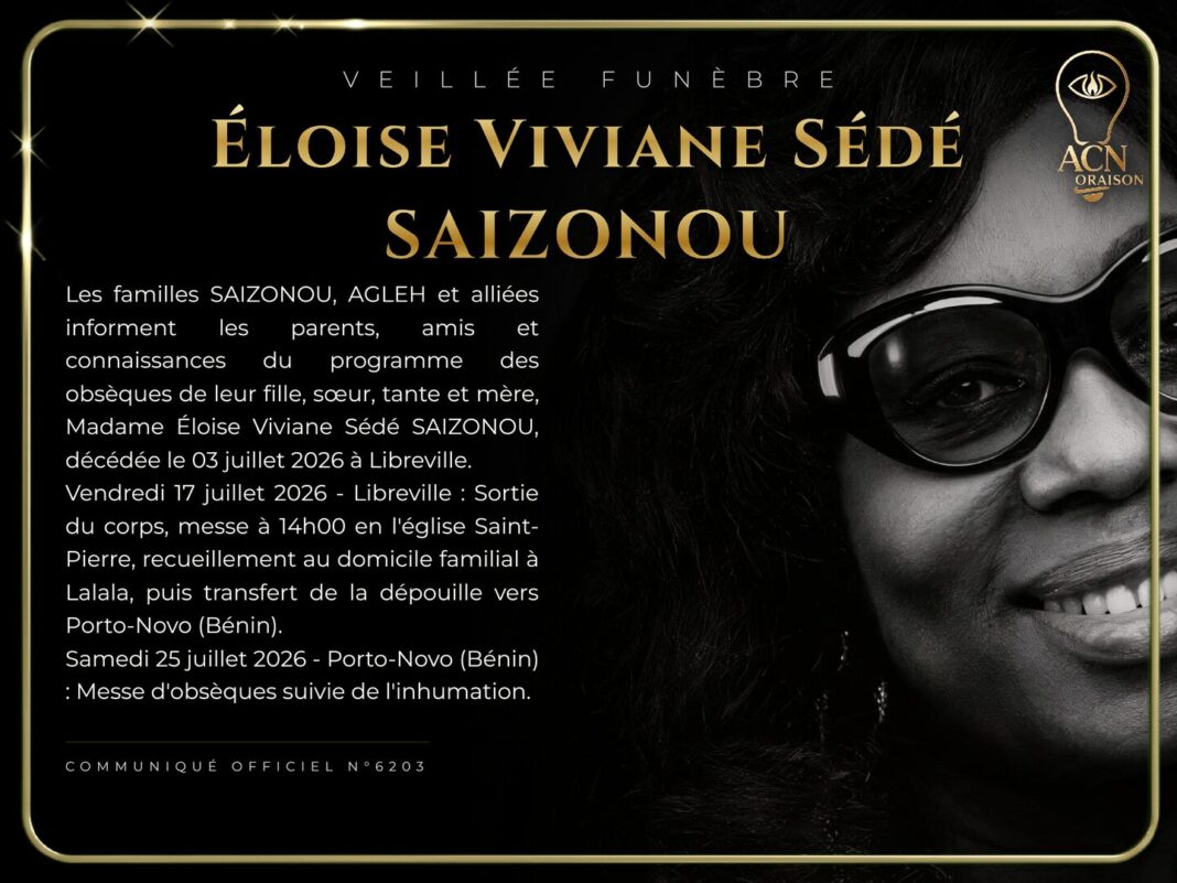 Veillée funèbre Éloise Viviane Sédé SAIZONOU Veillée funèbre Éloise Viviane Sédé SAIZONOU