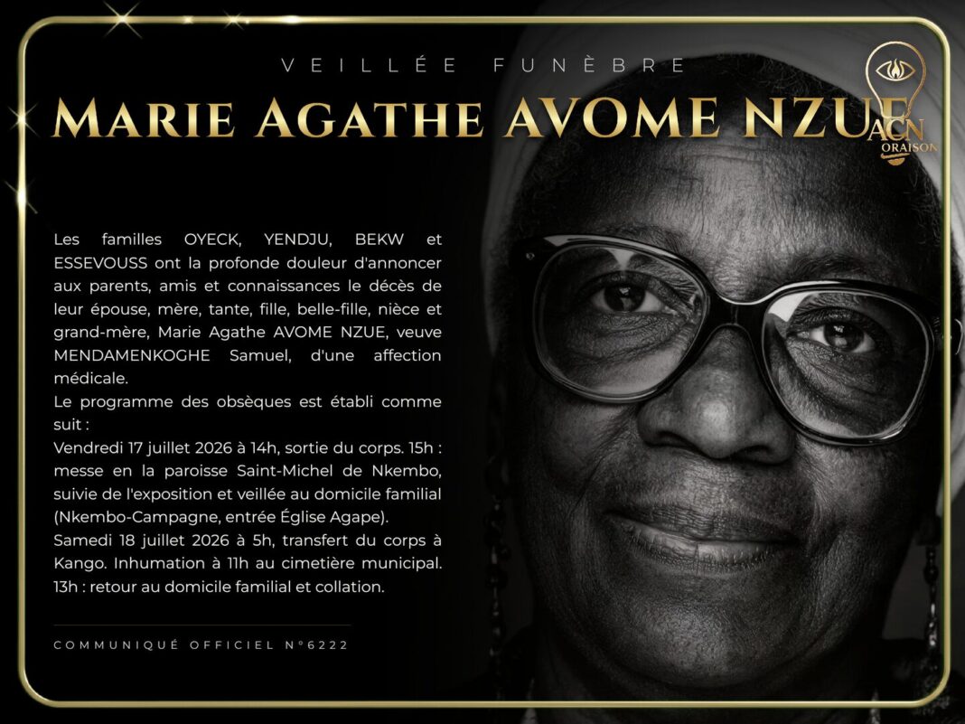 Veillée funèbre Marie Agathe AVOME NZUE Veillée funèbre Marie Agathe AVOME NZUE