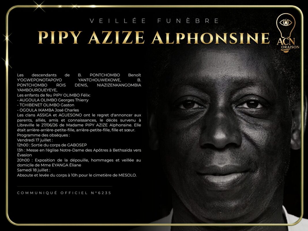 Veillée funèbre PIPY AZIZE Alphonsine Veillée funèbre PIPY AZIZE Alphonsine