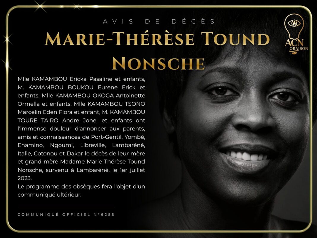 Avis de décès Marie-Thérèse Tound Nonsche Avis de décès Marie-Thérèse Tound Nonsche
